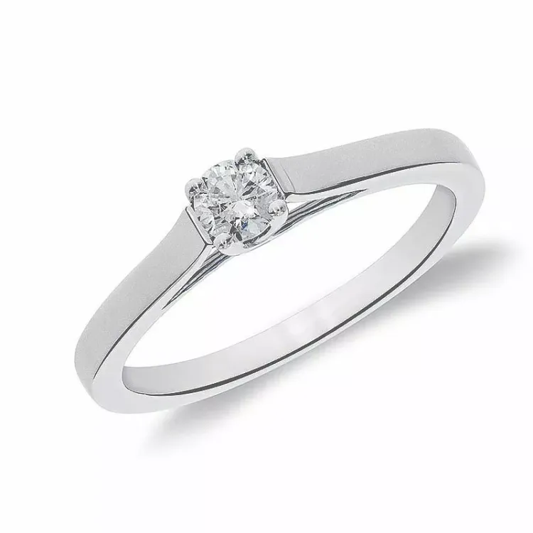 Ægte diamantring i 14 karat hvidguld 0,10 ct