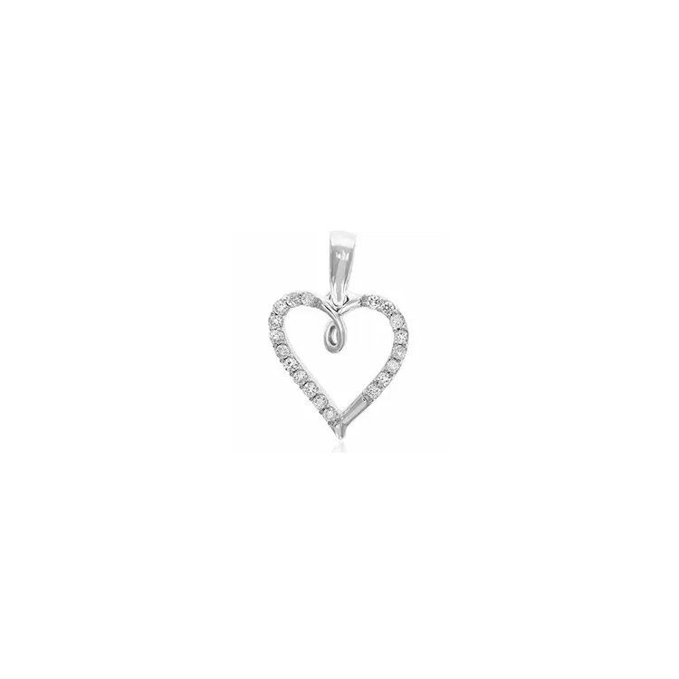hjerte diamantvedhæng i 14 karat hvidguld 0,11 ct