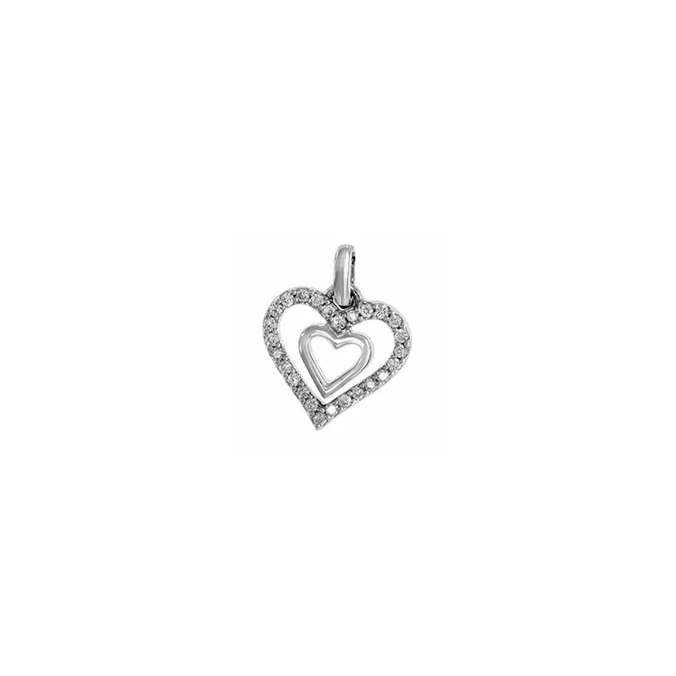 hjerte diamantvedhæng i 14 karat hvidguld 0,13 ct