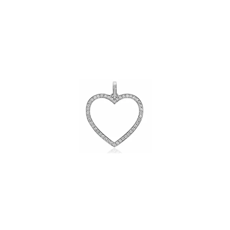 hjerte diamantvedhæng i 14 karat hvidguld 0,23 ct