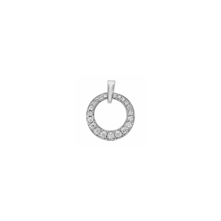 rundt diamantvedhæng i 14 karat hvidguld 0,17 ct