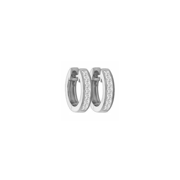 Diamant creoler i 14 karat hvidguld med diamanter 