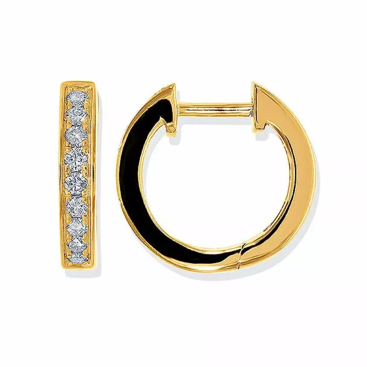 12 mm diamant creoler i 14 karat guld med diamant