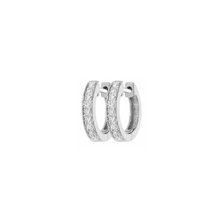 12 mm diamant creoler i 14 karat hvidguld med diamant