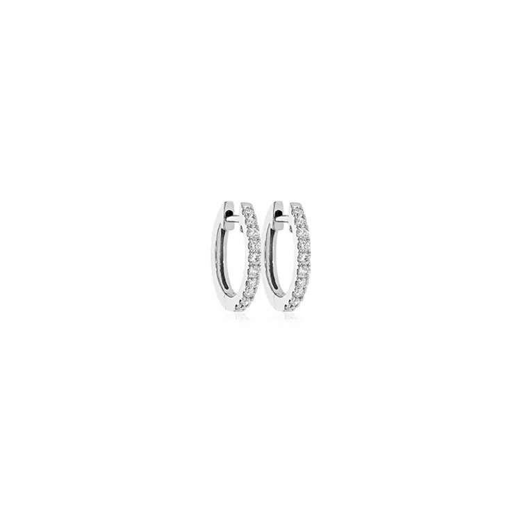 14 mm diamant creoler i 14 karat hvidguld med diamant