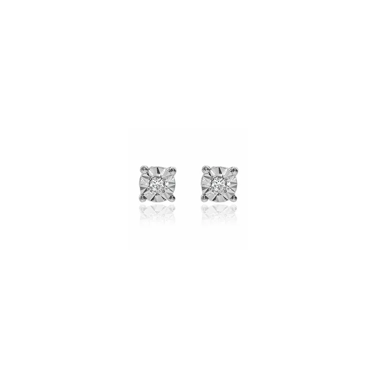 diamant ørestikker i 14 karat hvidguld med diamant