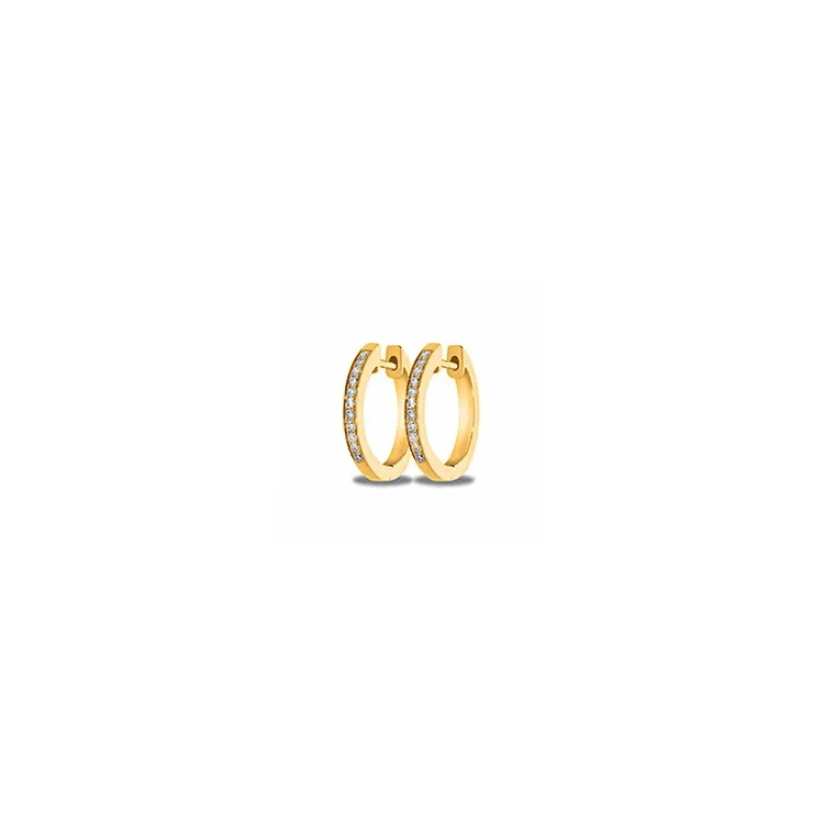 11 mm diamant creoler i 14 karat guld med diamant 