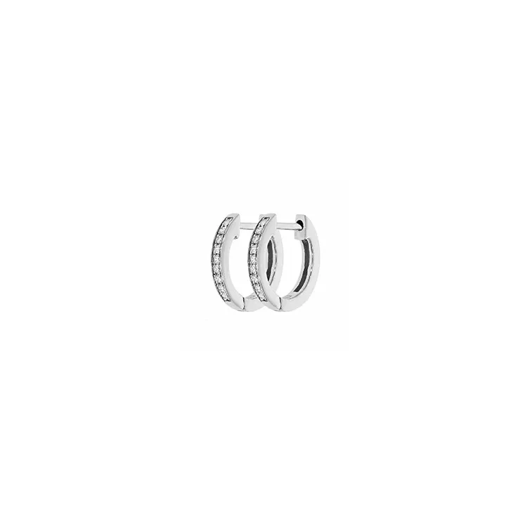 diamant creoler i 14 karat hvidguld med diamant 