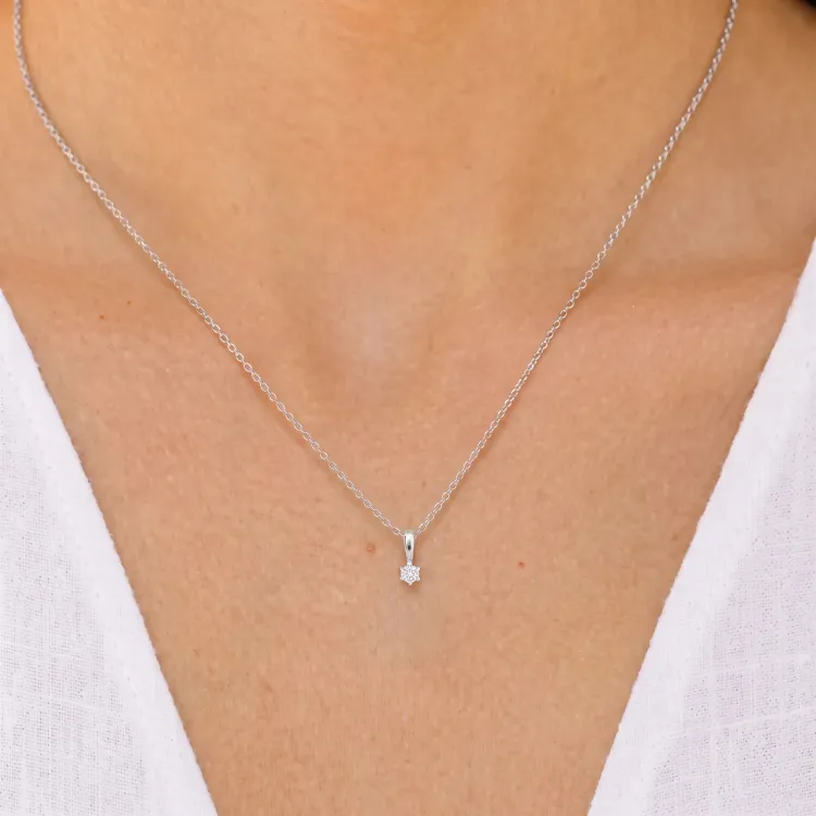 0,10 ct lab grown diamant solitairevedhæng i sølv