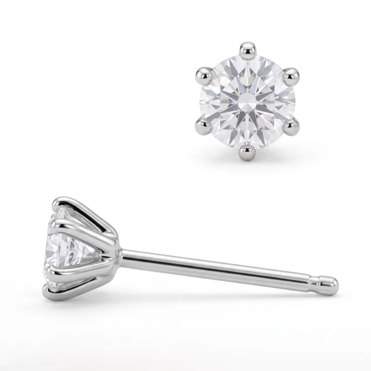 2 x 0,10 ct solitaireørestikker i sølv med lab grown diamant (HPHT) 