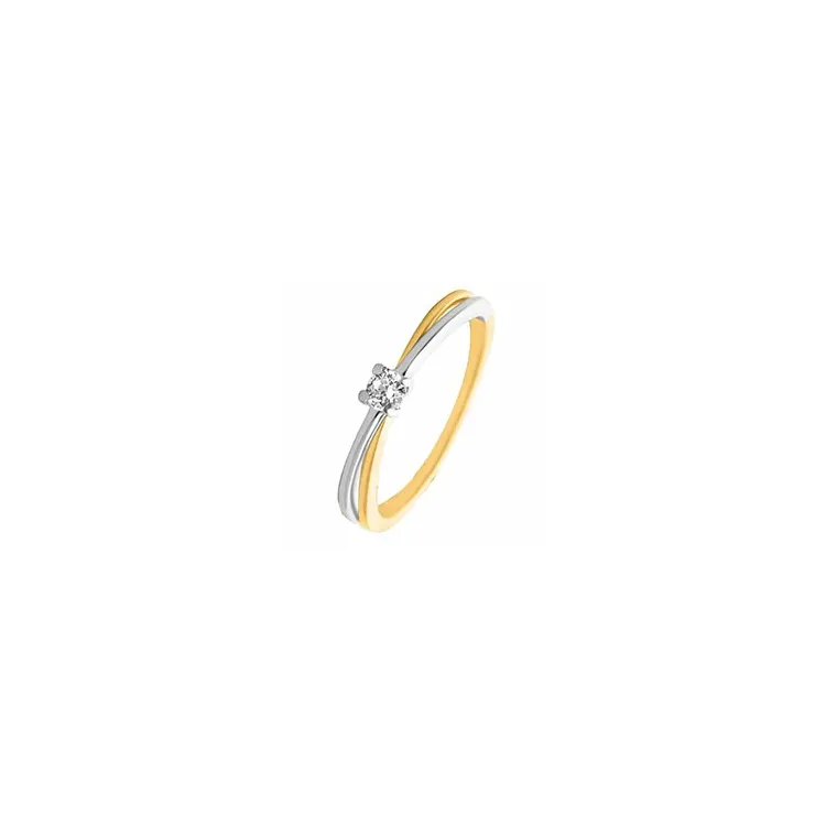 Ægte diamant ring i 14 karat guld.- og hvidguld 0,09 ct