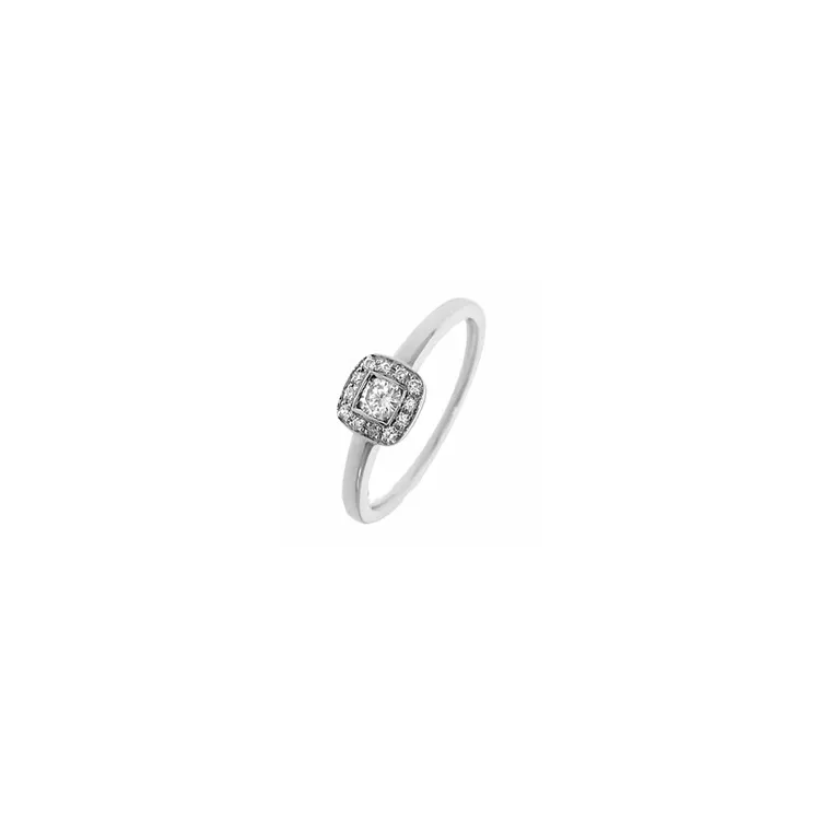 firkantet diamant ring i 14 karat hvidguld 0,17 ct