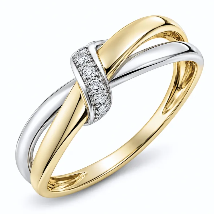 lab grown diamant ring i 9 karat guld.- og hvidguld 0,03 ct