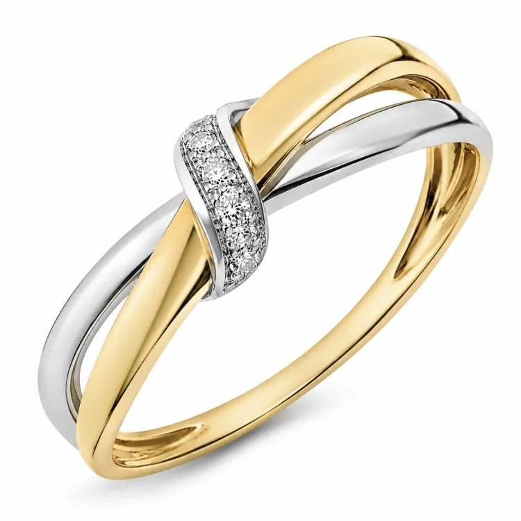 lab grown diamant ring i 9 karat guld.- og hvidguld 0,03 ct