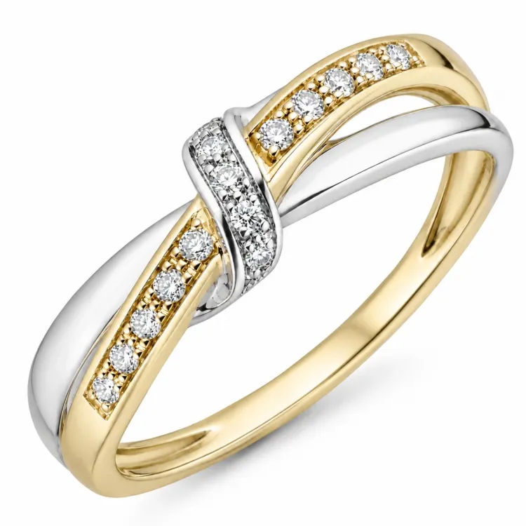 lab grown diamant ring i 9 karat guld.- og hvidguld 0,10 ct