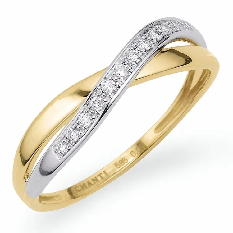Kollektionsprøve diamant guld ring i 14 karat guld 0,08 ct