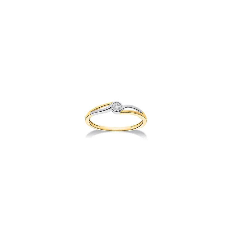 abstrakt diamant ring i 14 karat guld.- og hvidguld 0,06 ct
