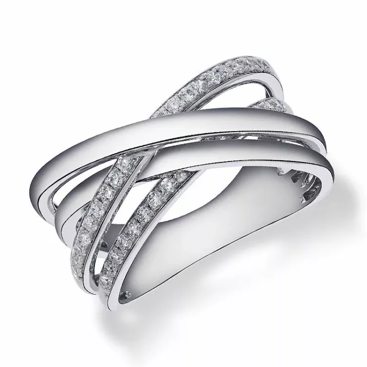 abstrakt diamant hvidgulds ring i 14 karat hvidguld 0,38 ct