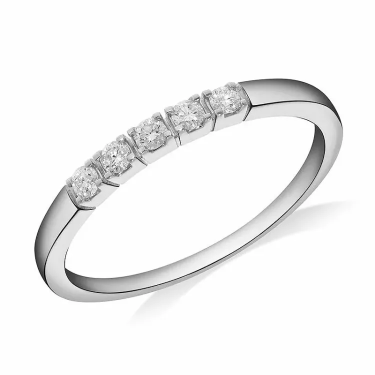 Diamant alliancering i 14 karat hvidguld 0,15 ct