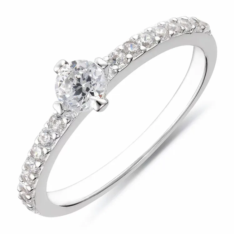 Smal hvid zirkon ring i sølv