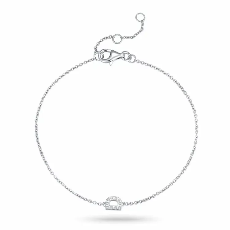 bogstav D zirkon armbånd i sølv - My Letter