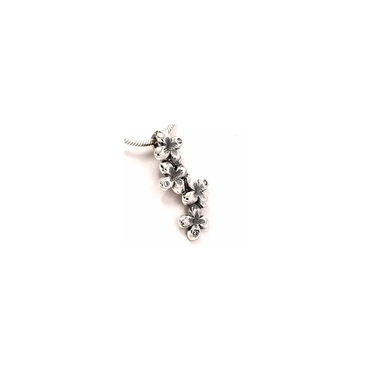 Blomstervedhæng i oxideret sterlingsølv