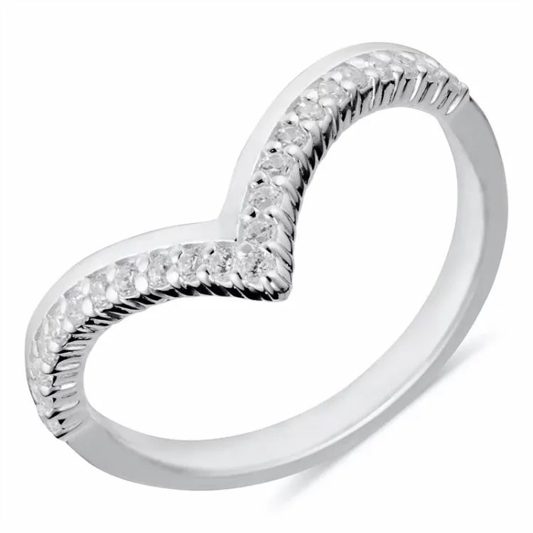 bogstav V form ring i sølv