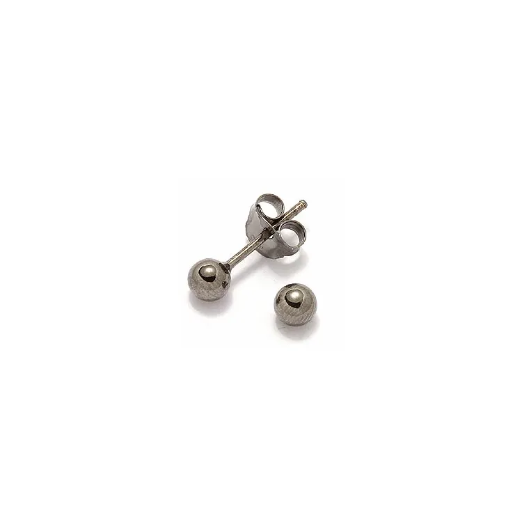 4 mm kugle øreringe i sort rhodineret sølv