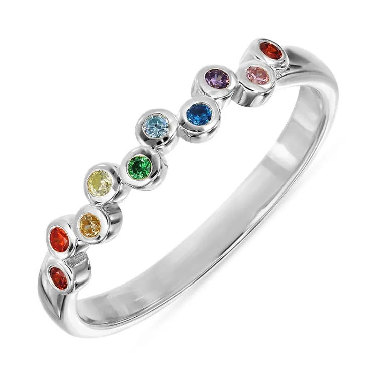 multifarvet zirkon ring i sølv - Bubbly Twist