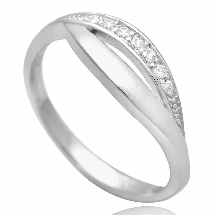 Sandblæst hvid zirkon ring i sølv