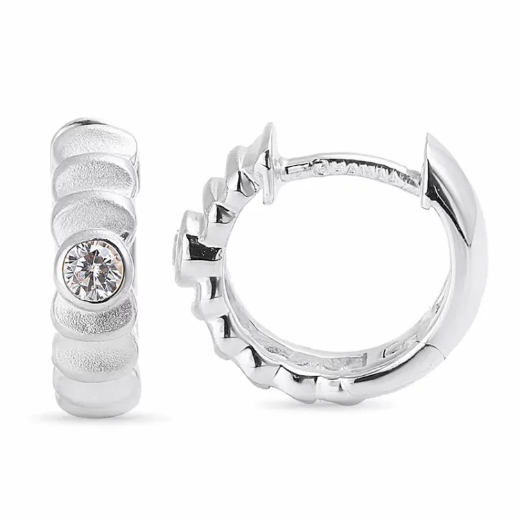 12 mm zirkon creoler i sølv