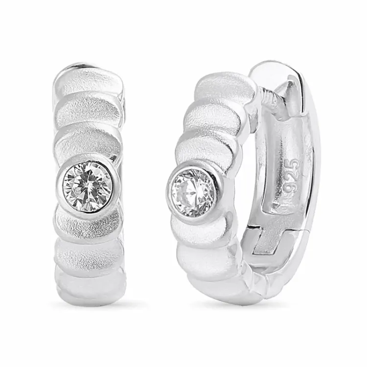 12 mm zirkon creoler i sølv