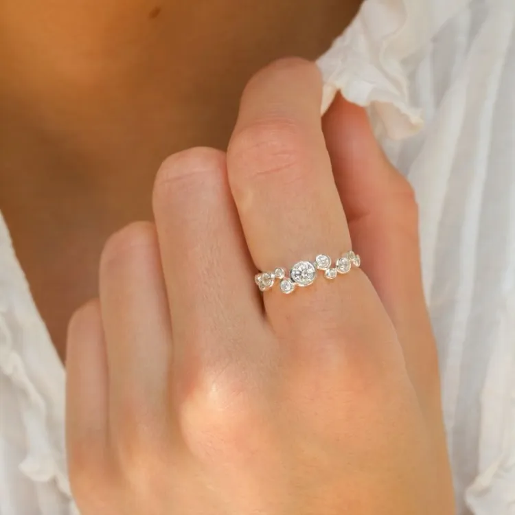 hvid zirkon ring i sølv - Bubbly Sparkle