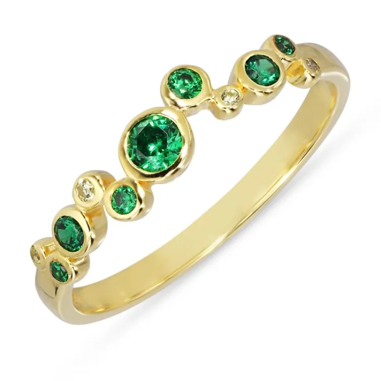 grøn zirkon ring i forgyldt sølv - Bubbly Twist