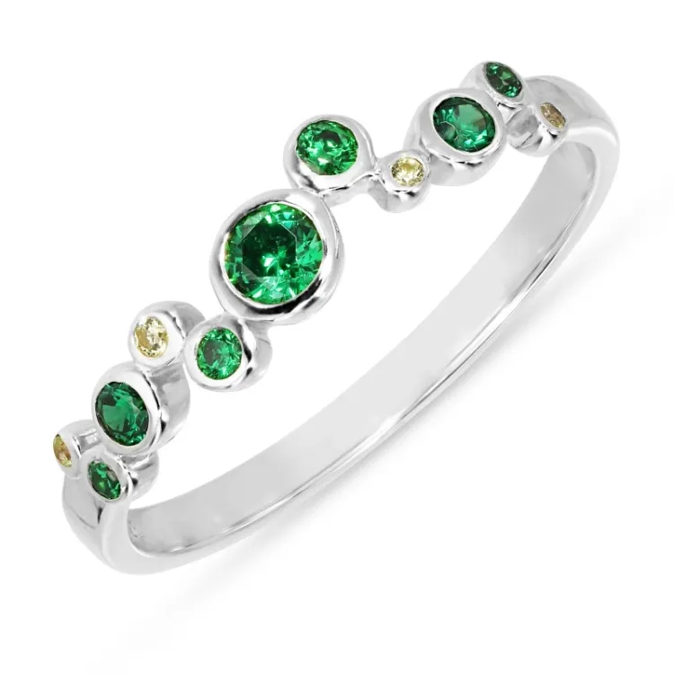 grøn zirkon ring i sølv - Bubbly Twist