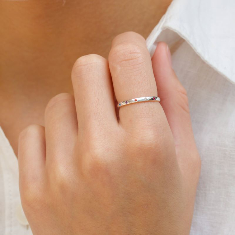 multifarvet zirkon ring i sølv