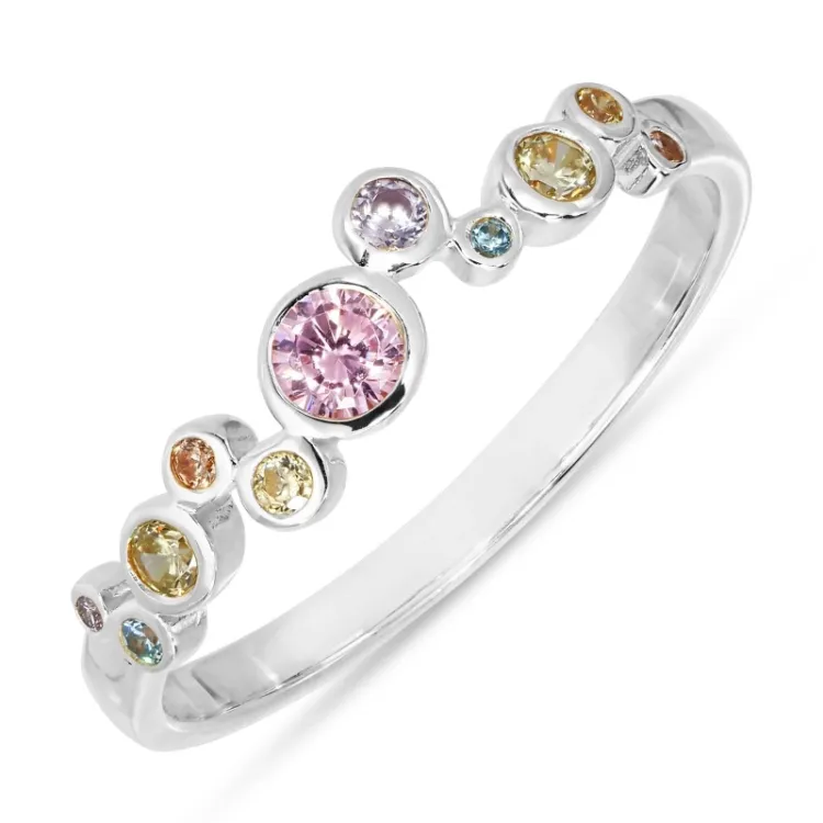 lyserød zirkon ring i sølv - Bubbly Twist