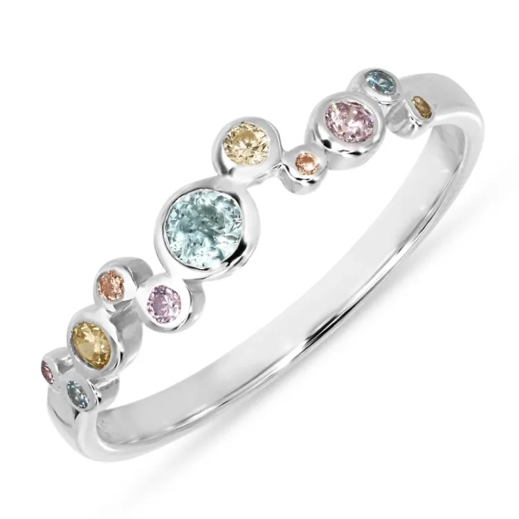 multifarvet zirkon ring i sølv - Bubbly Twist