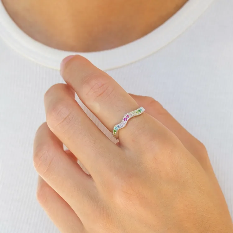 multifarvet zirkon ring i sølv