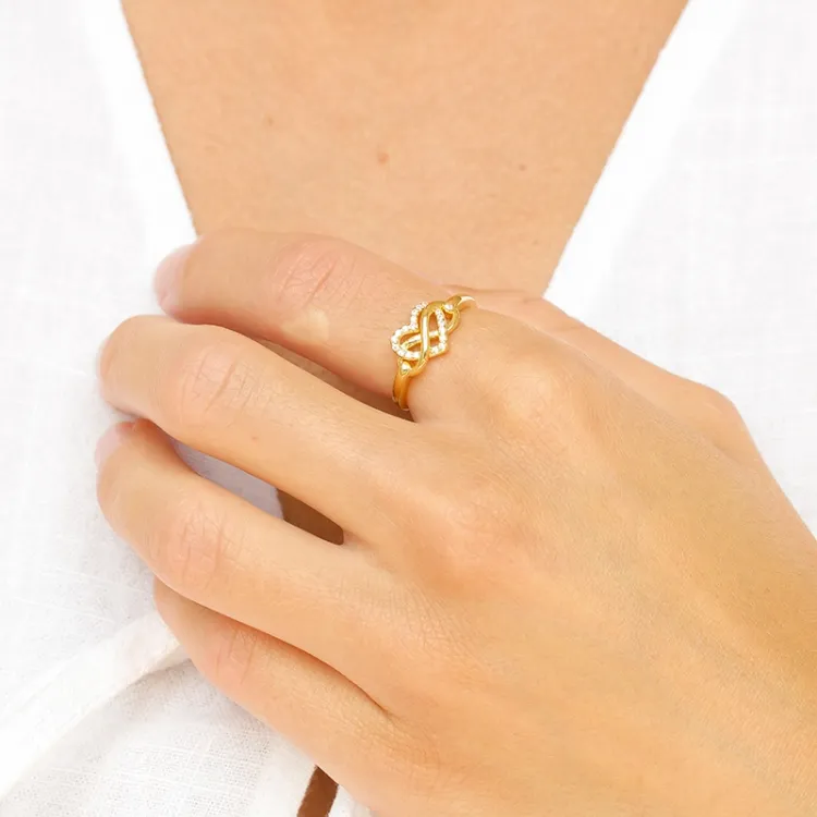 infinity zirkon ring i forgyldt sølv