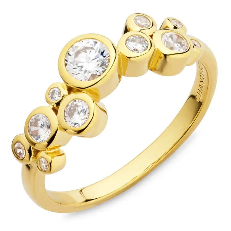 zirkon ring i forgyldt sølv - Bubbly Sparkle