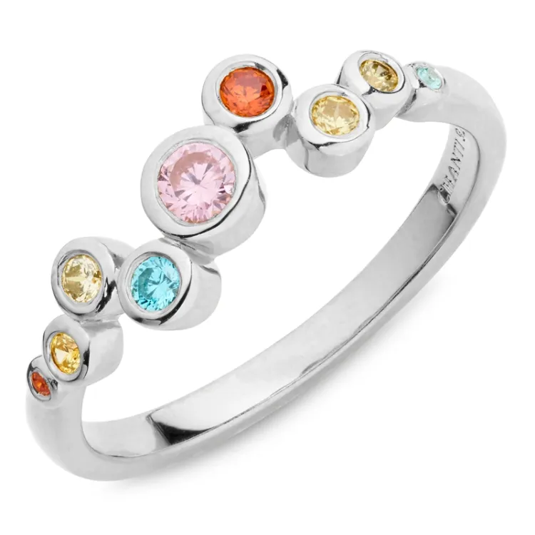 multifarvet zirkon ring i sølv - Bubbly Twist