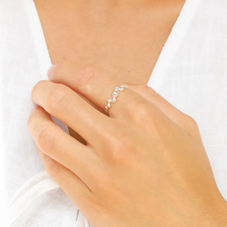 kugle ring i sølv - Bubbly Pure