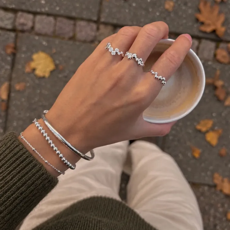kugle ring i sølv - Bubbly Pure