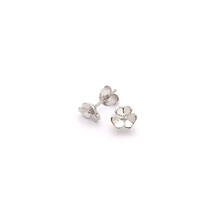 blomster ørestikker i sølv med diamant 