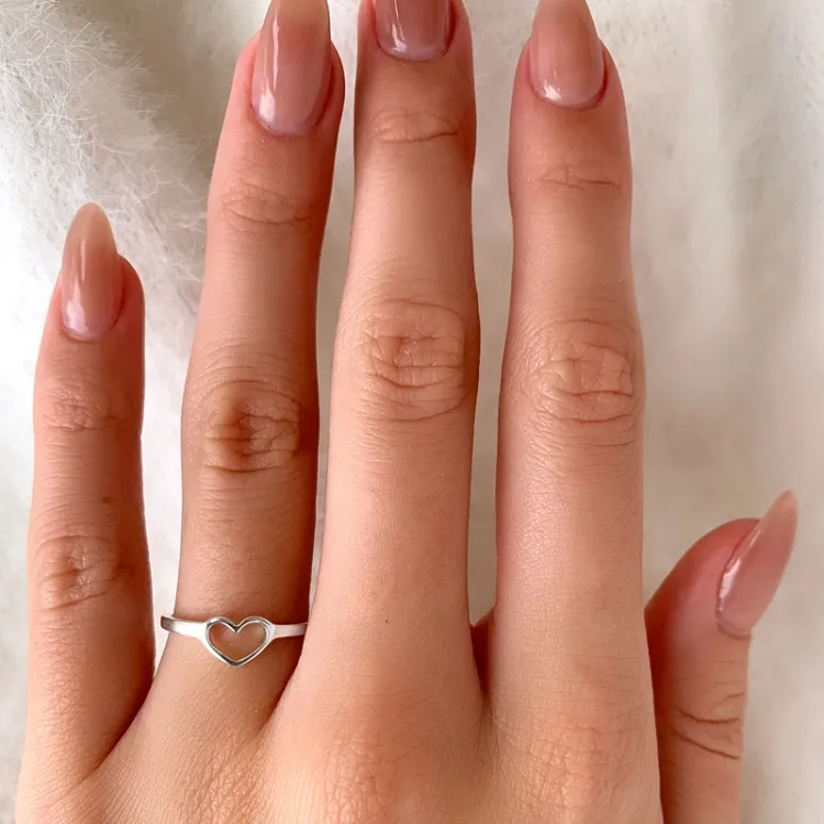 Fingerringe hjerte ring i sølv