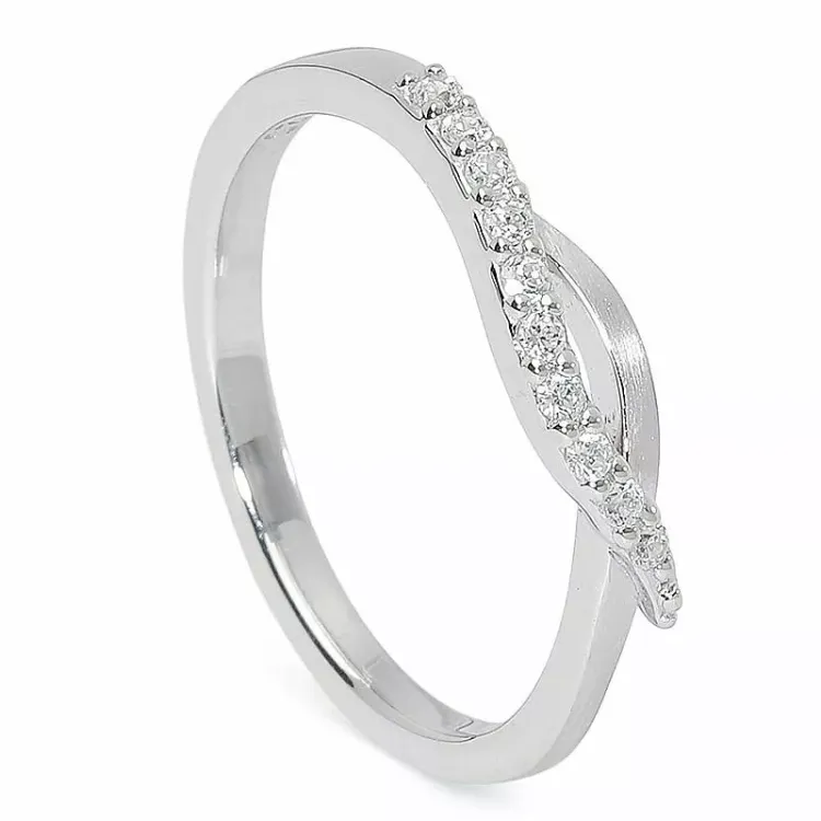 Glat zirkon ring i sølv
