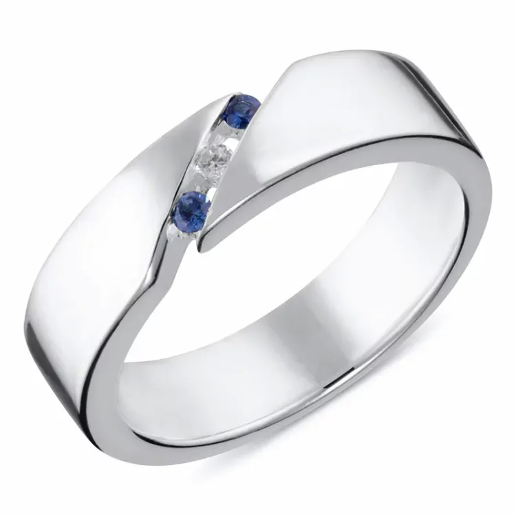 safir ring i sølv