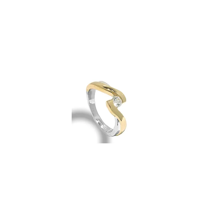 ring i sølv med 8 karat guld