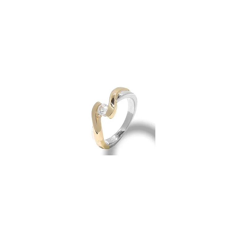ring i sølv med 8 karat guld